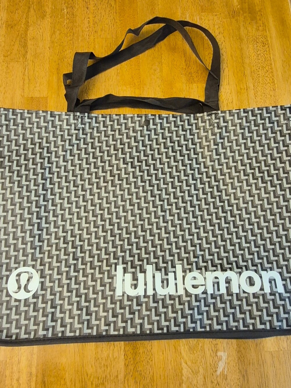 Lululemon XL Jumbo - 2 Sets Handles Geo Brown & White Reusable Shopping Bag NEW